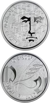 450e sterfdag Mikael Agricola 10 euro Finland 2007 Proof